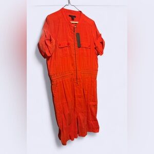 Bright Orange Short Sleeve Jumpsuit